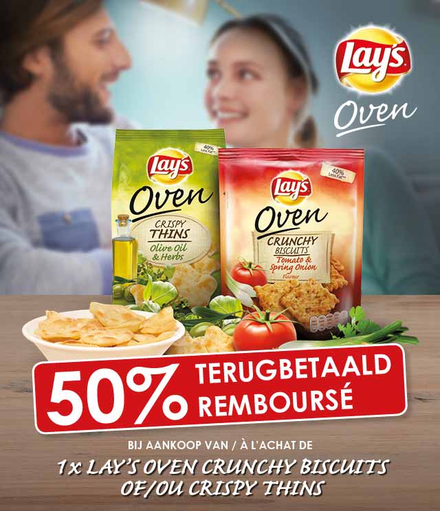 Lay's Oven Crunchy Biscuits & Crispy Thins 50% Terugbetaald cashback op myShopi