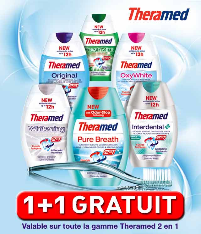 Cashback Theramed 2 en 1 dentifrice 1 + 1 Gratuit sur myShopi