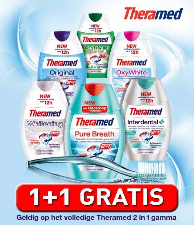 Theramed 2 in 1 tandpasta 1 + 1 Gratis cashback op myShopi