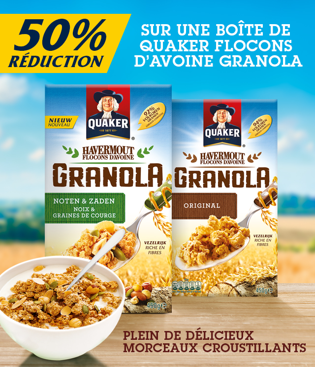 Cashback Quaker Granola 50% Remboursé sur myShopi