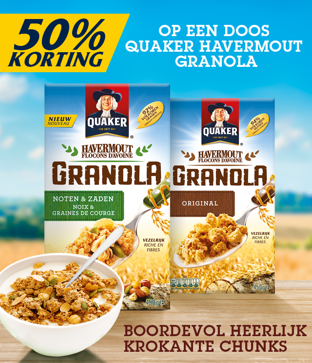 Quaker Granola 50% terugbetaald cashback op myShopi