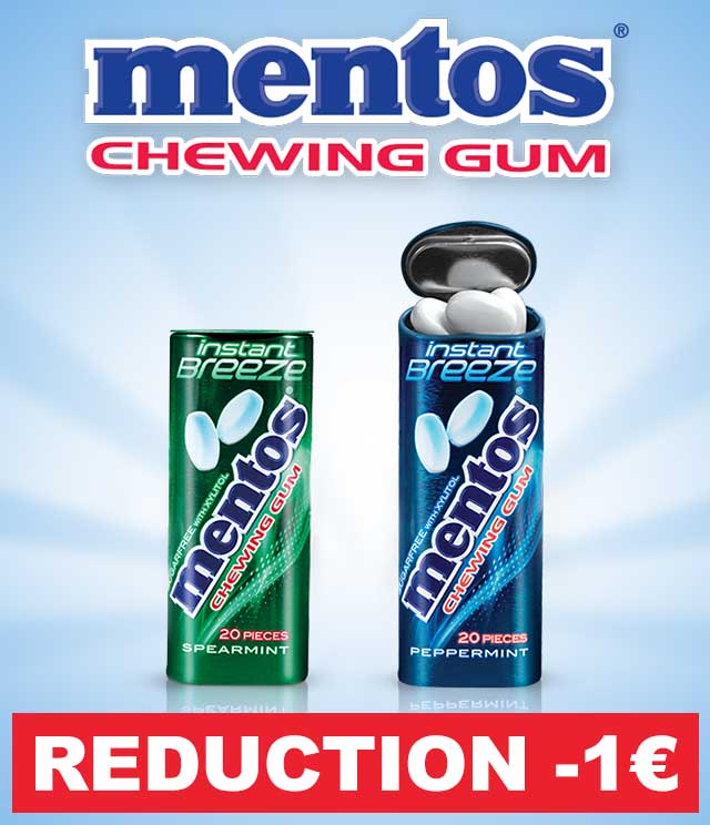 Cashback Mentos Instant Breeze Chewing gum 1€ Remboursé sur myShopi