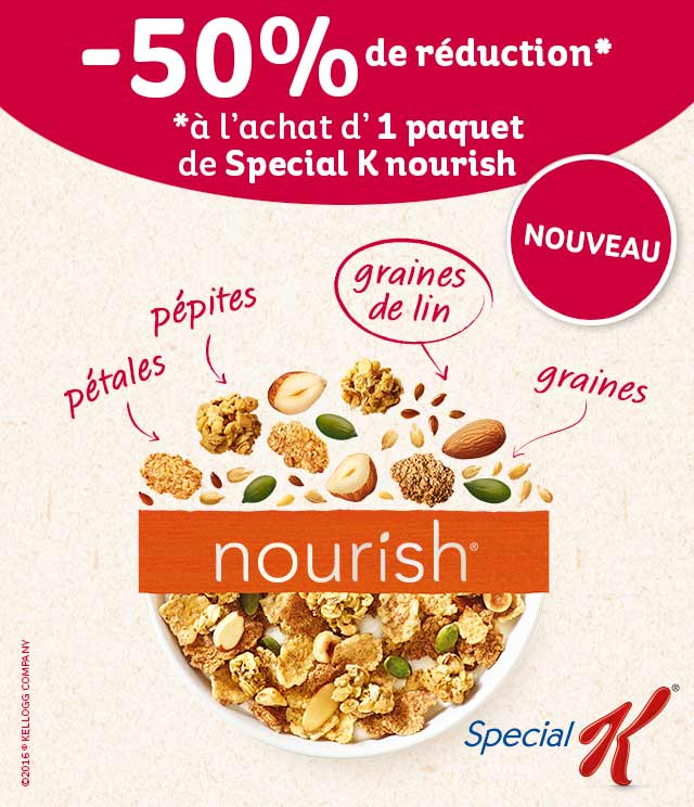 Cashback Kellogg's Special K nourish 50% Remboursés sur myShopi