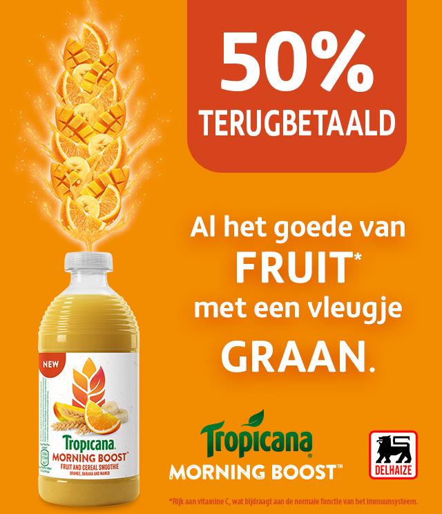 Tropicana Morning Boost 50% terugbetaald cashback op myShopi