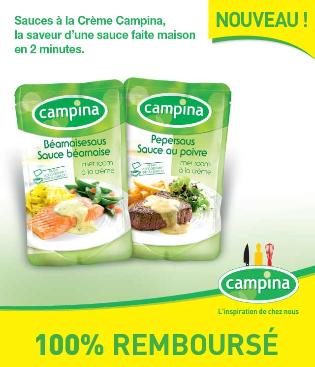 Cashback Campina Sauces à la Crème 100% Remboursé sur myShopi