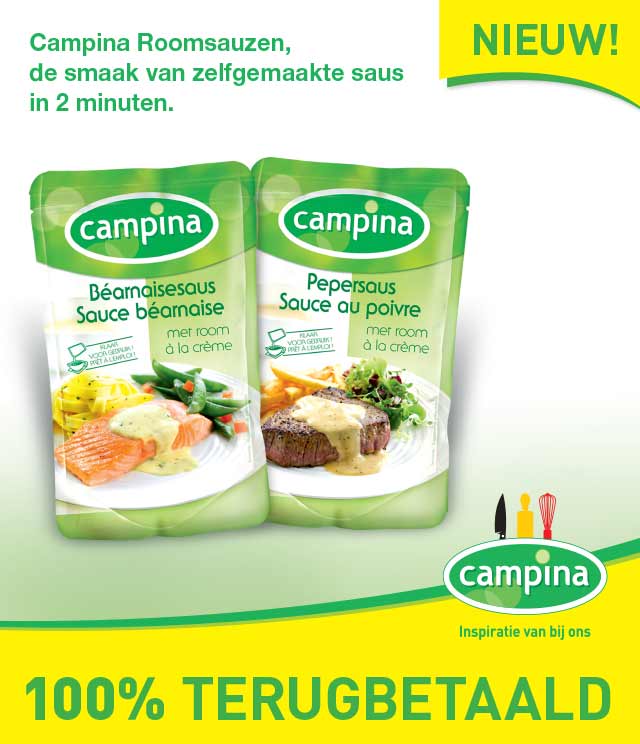 Campina Peper-of Béarnaiseroomsaus 100% Terugbetaald cashback op myShopi