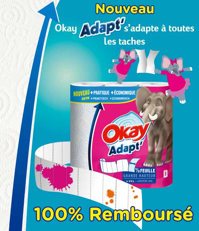 Cashback Essuie-tout Okay Adapt' 100% Remboursé sur myShopi