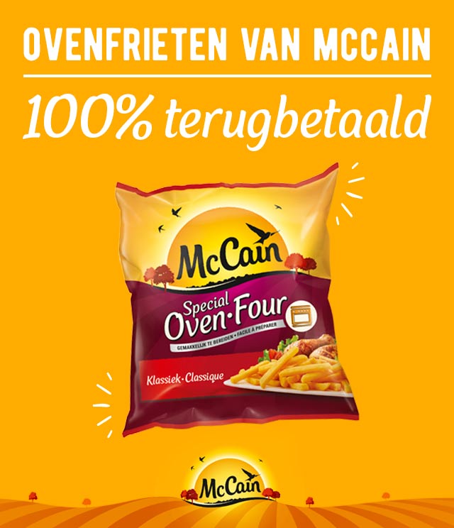 McCain Ovenfrietjes 100% terugbetaald cashback op myShopi