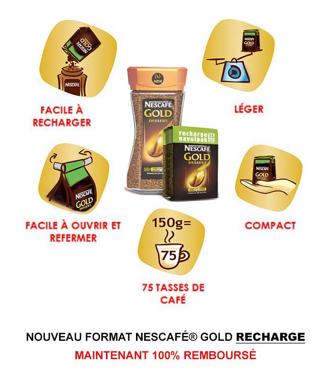 Cashback NESCAFÉ® Gold Dessert Recharge Remboursé 100% sur myShopi