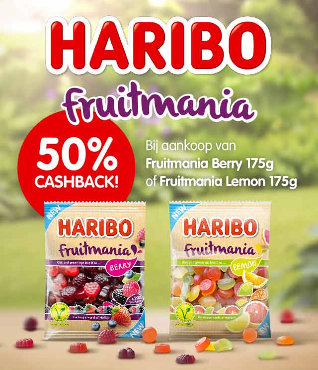 Haribo Fruitmania Berry & Lemon 50% terugbetaald cashback op myShopi
