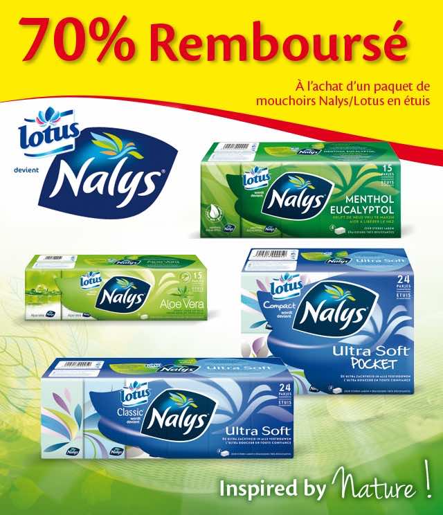 Cashback Nalys Lotus Mouchoirs en étuis 70% Remboursé sur myShopi
