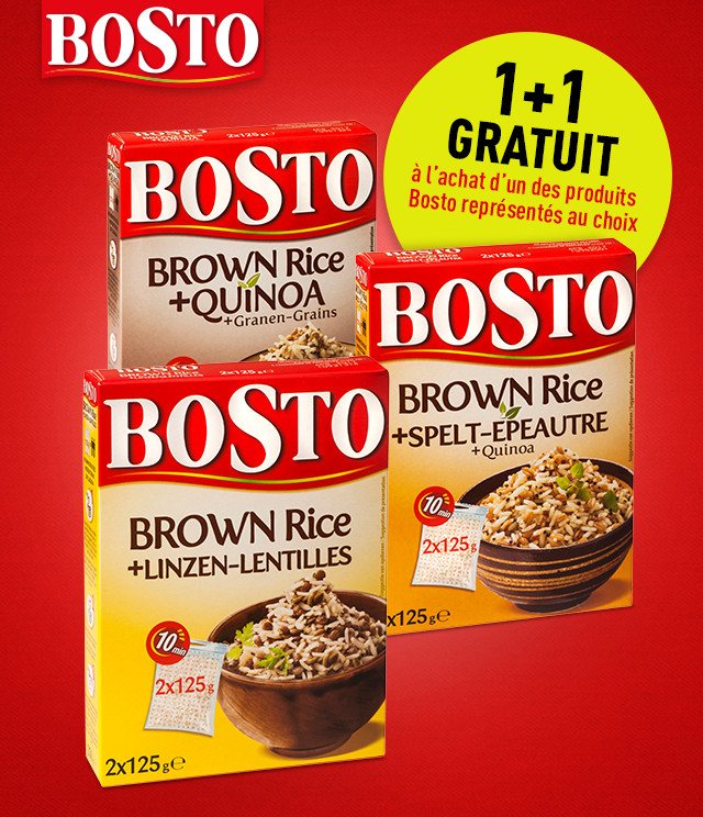 Cashback Bosto Brown Rice + quinoa, épeautre ou lentilles 1+1 gratuit sur myShopi