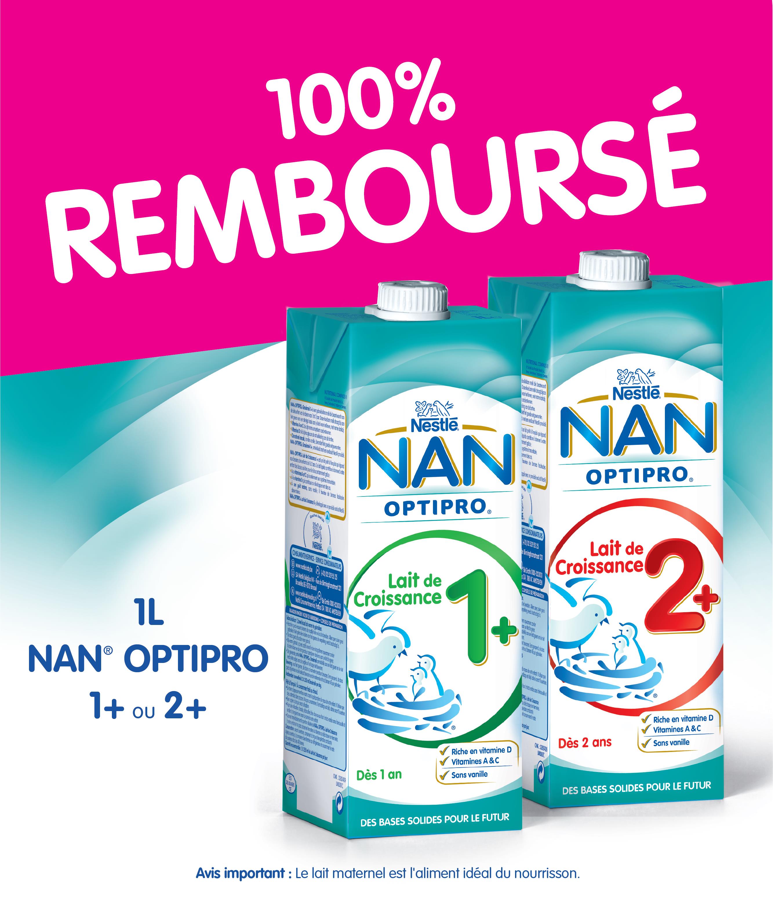 Cashback NAN OPTIPRO Lait de Croissance Liquide 100% Remboursé sur myShopi