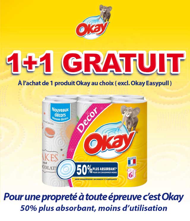 Cashback Okay essuie-tout 1+1 Gratuit sur myShopi