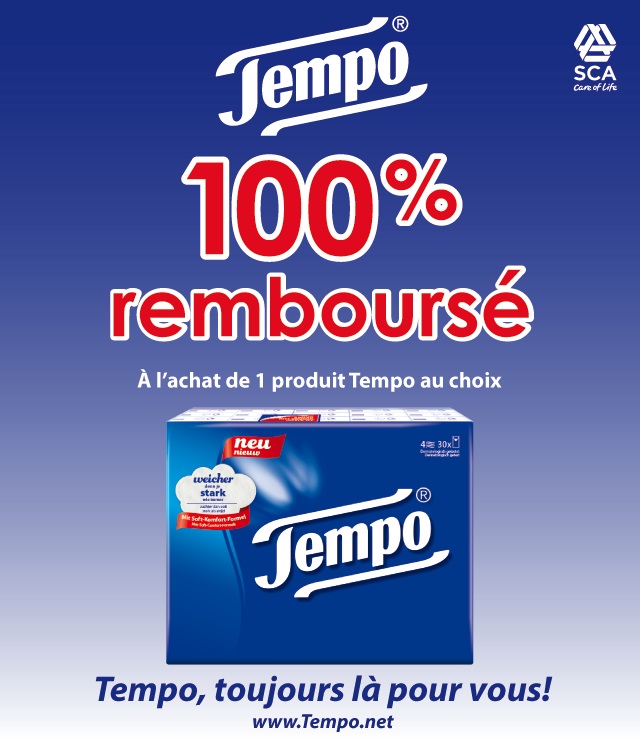 Cashback 100% Remboursé TEMPO mouchoirs 100% Remboursé sur myShopi