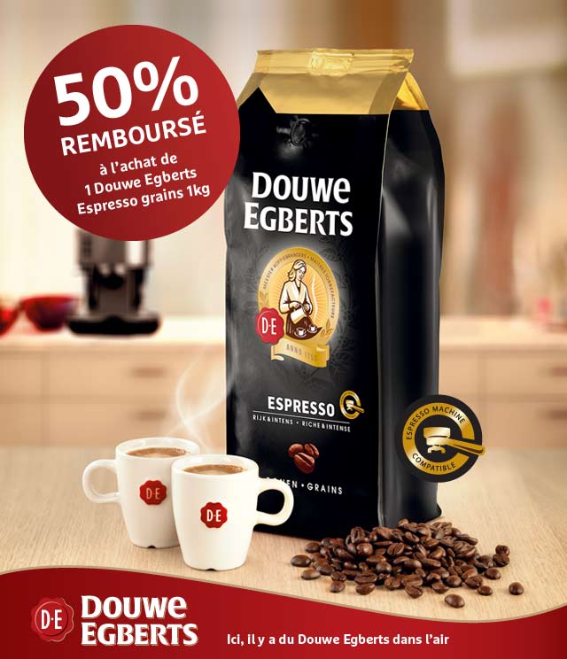 Cashback Douwe Egberts Espresso grains 50% Remboursé sur myShopi
