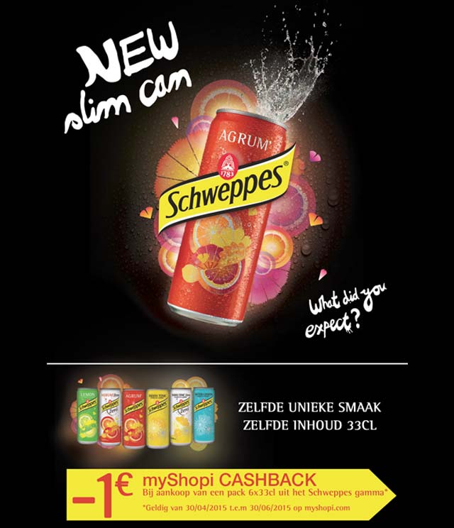 Schweppes 1€ Terugbetaald cashback op myShopi