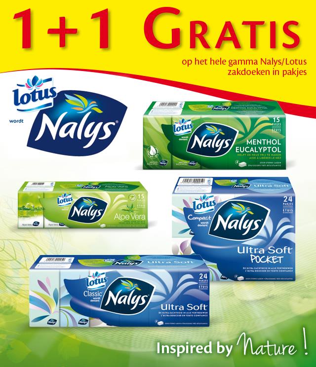Nalys/Lotus zakdoeken in pakjes 1+1 Gratis cashback op myShopi