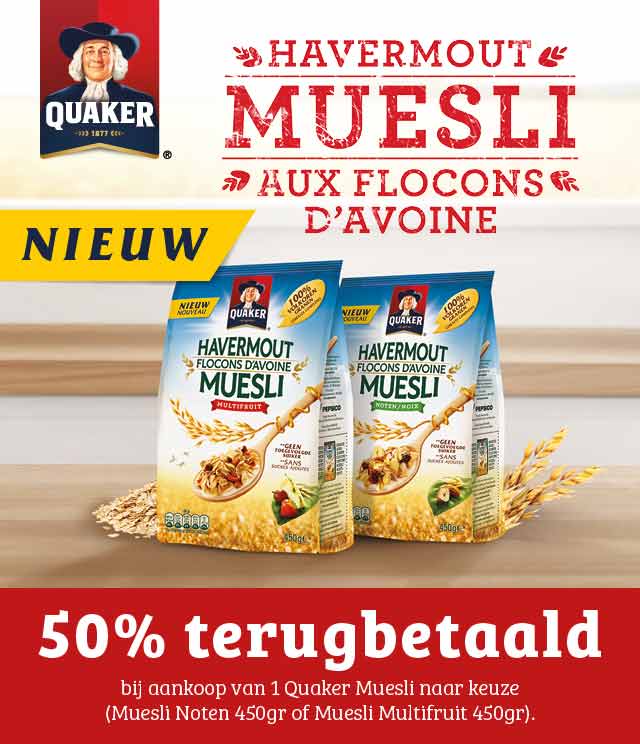 Quaker Muesli 50% Terugbetaald cashback op myShopi