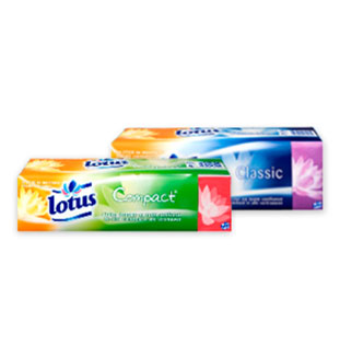 myShopi - Promotie Zakdoeken Lotus Classic en Compact 1 + 1 Gratis