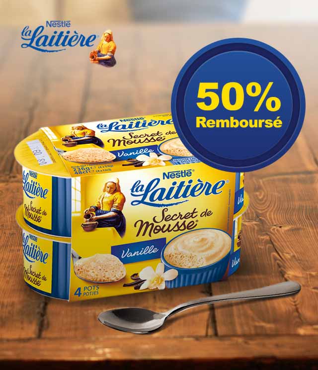 Cashback La Laitière Secret de Mousse Vanille 50% Remboursé sur myShopi