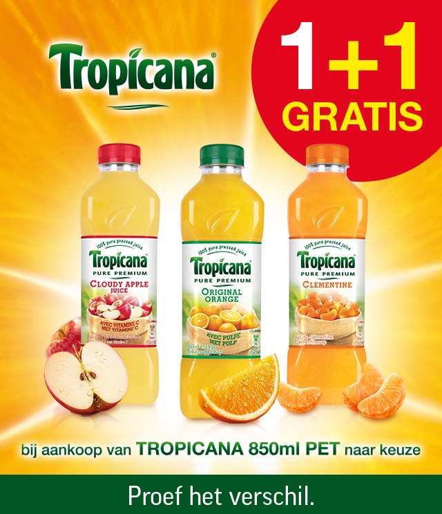 Tropicana 850ml 1 + 1 Gratis cashback op myShopi