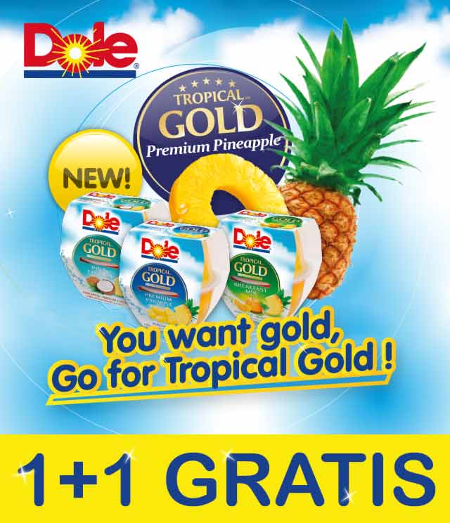 Dole Tropical Gold Fruit Cups 1 + 1 Gratis cashback op myShopi