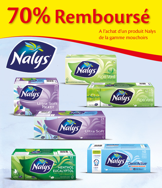 Cashback Nalys mouchoirs 70% Remboursé sur myShopi