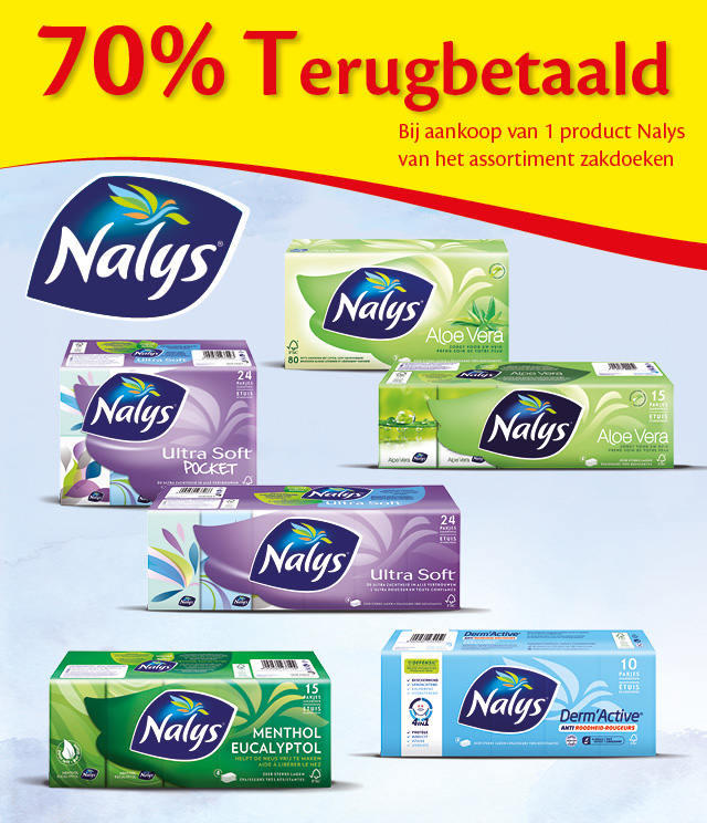 Nalys zakdoeken 70% terugbetaald cashback op myShopi