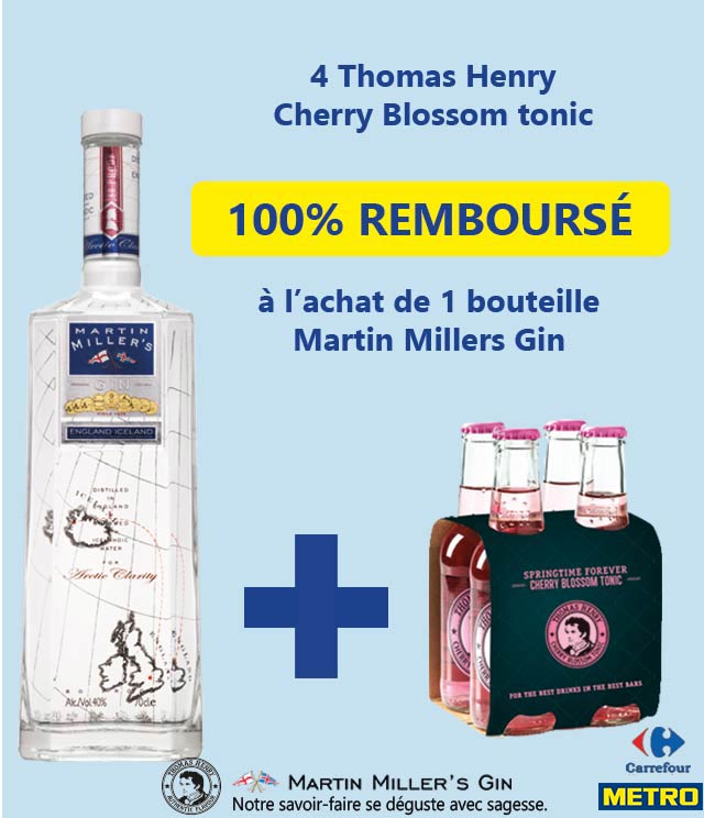 Cashback Martin Millers Gin & Thomas Henry 100% Remboursé ! sur myShopi