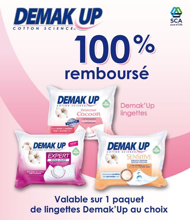 Cashback Demak'Up lingettes démaquillantes 100% Remboursé sur myShopi