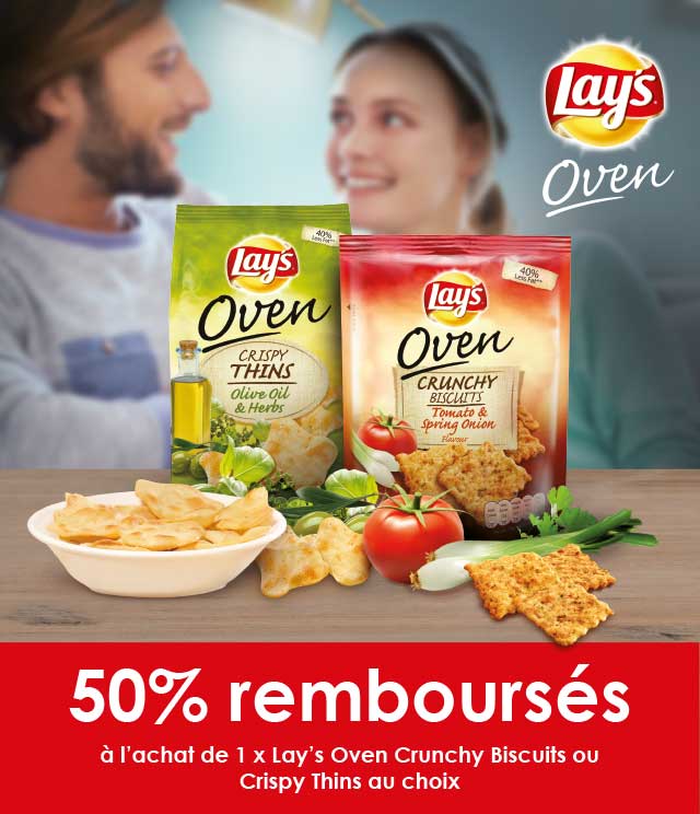 Cashback Lay's Oven Crackers 50% remboursés sur myShopi