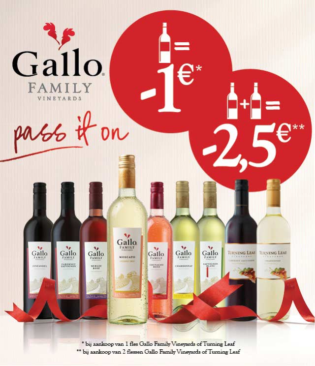 Gallo Family Vineyards en Turning Leaf Tot 2,50€ korting cashback op myShopi