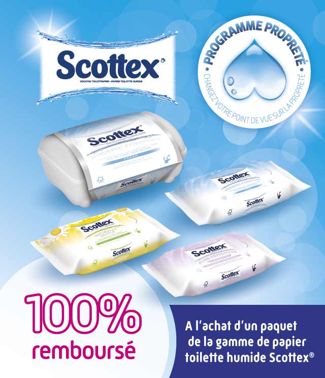 Cashback Scottex Papier Toilette Humide 100% Remboursé sur myShopi