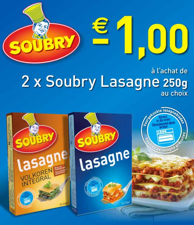 Cashback Soubry Lasagne 1€ Remboursé sur myShopi
