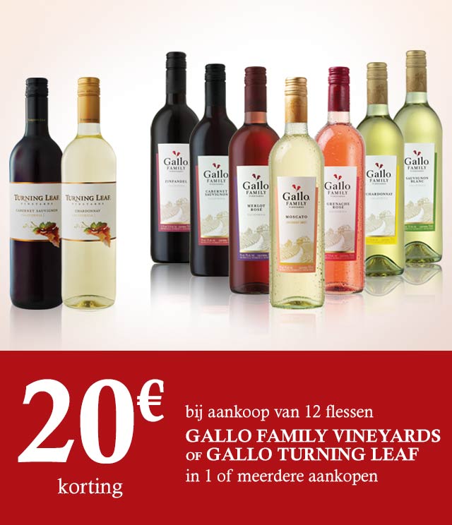 Gallo Family Vineyards en Turning Leaf 20€ Terugbetaald cashback op myShopi