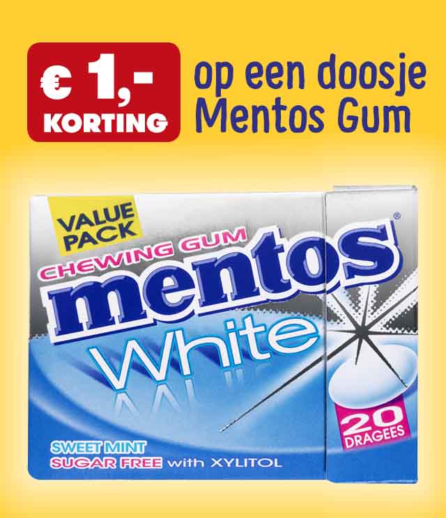 Mentos Chewing Gum 1€ terugbetaald cashback op myShopi